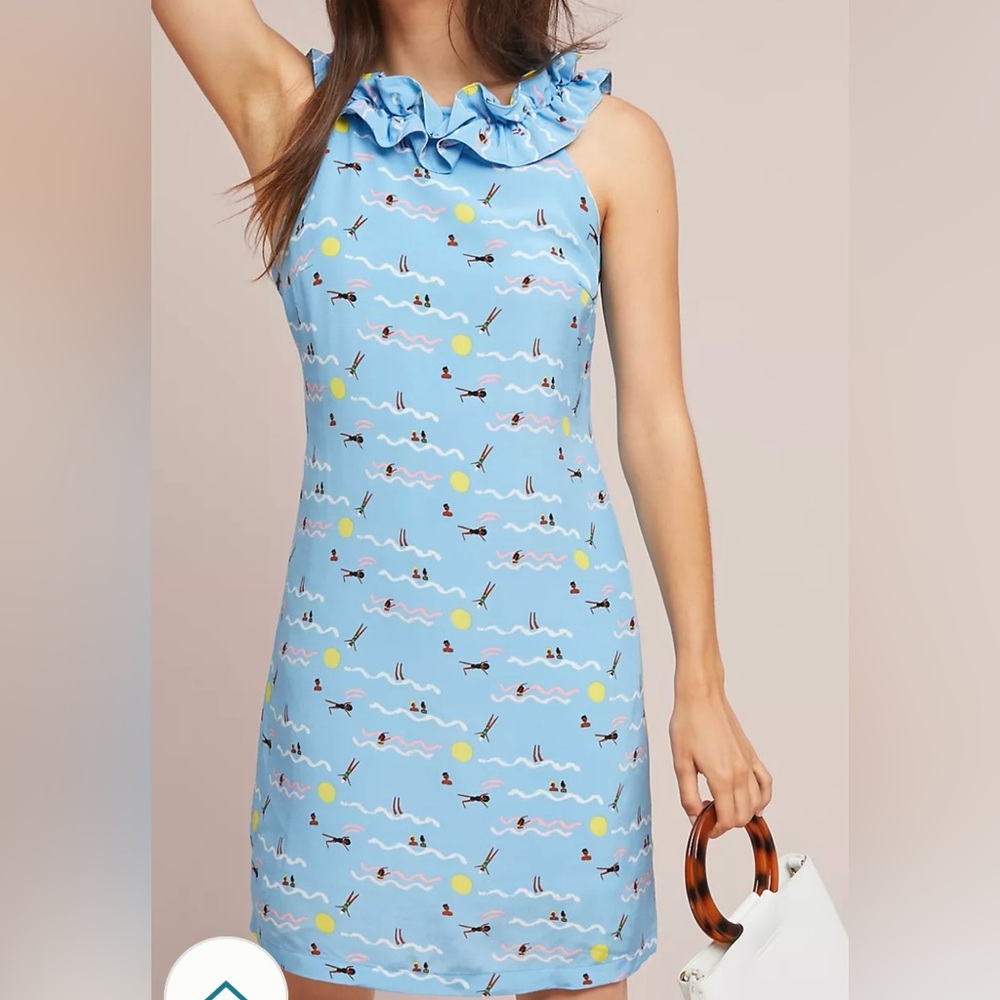 Anthro Harper Ruffled Petite Dress